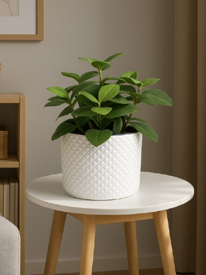 Кашпо для цветов Фасет ø22 h20 см v6.2 л с автополивом полипропилен белый