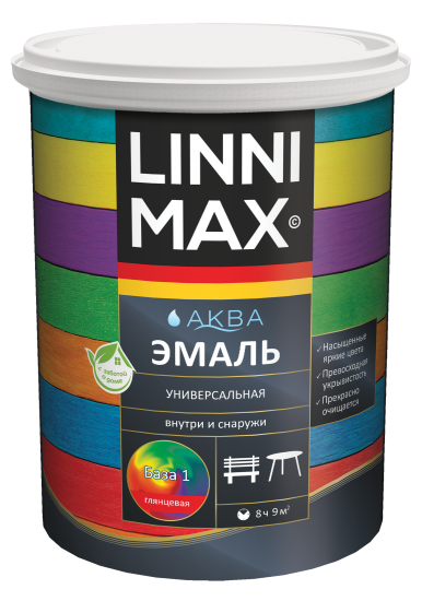 Эмаль Linnimax Аква цвет белый глянцевый база Б1 0.9 л