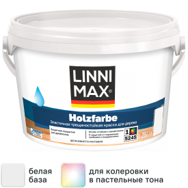 Краска фасадная Linnimax Holzfarbe моющаяся матовая цвет белый база 1 1.25 л