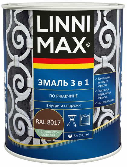 Грунт-эмаль по ржавчине 3 в 1 Linnimax цвет шоколадно-коричневый полуматовый 0.75 л