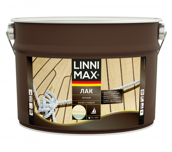 Лак яхтный Linnimax матовая прозрачный 9 л