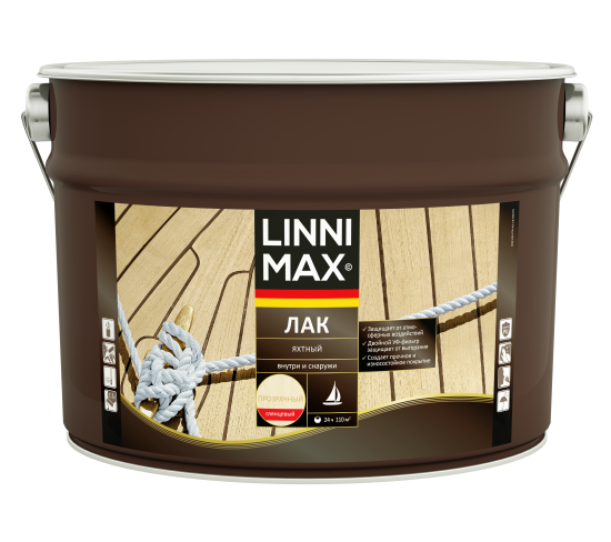 Лак яхтный Linnimax глянцевая прозрачный 9 л