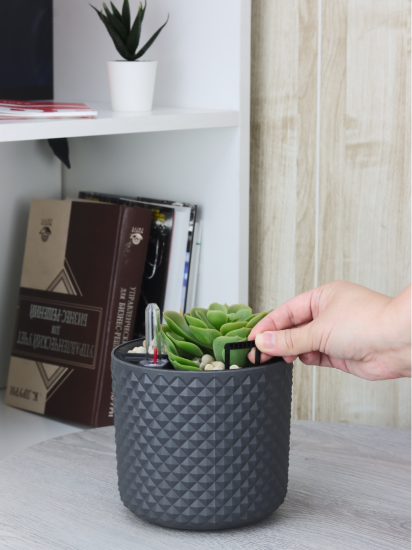 Кашпо для цветов Фасет ø15 h13.8 см v2 л с автополивом полипропилен графитовый