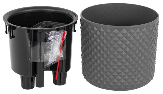 Кашпо для цветов Фасет ø15 h13.8 см v2 л с автополивом полипропилен графитовый