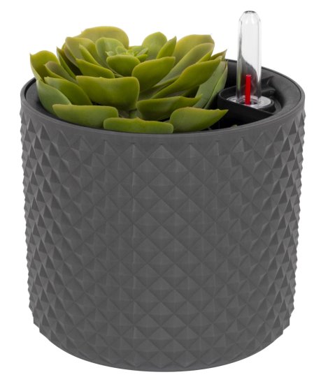 Кашпо для цветов Фасет ø15 h13.8 см v2 л с автополивом полипропилен графитовый