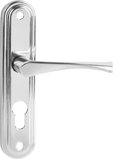 Замок врезной с дверными ручками на планке Зенит Омега ЗВ7 хром