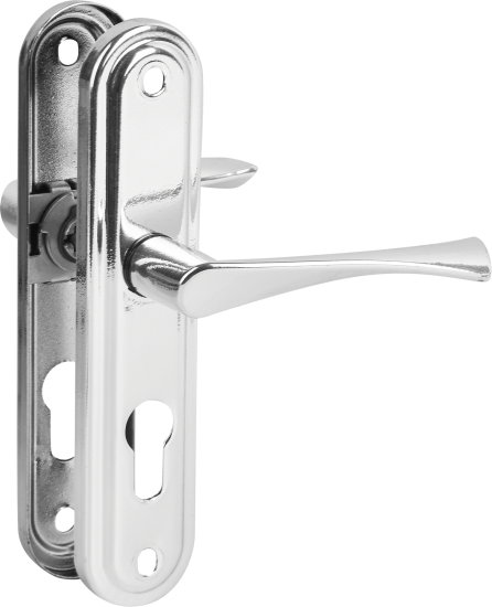 Замок врезной с дверными ручками на планке Зенит Омега ЗВ7 хром