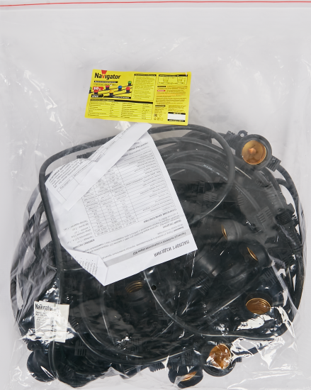 Гирлянда белт-лайт из лампочек Navigator электрическая 220 В 10 м под 40 ламп Е27 цвет черный, лампы не входят в комплект