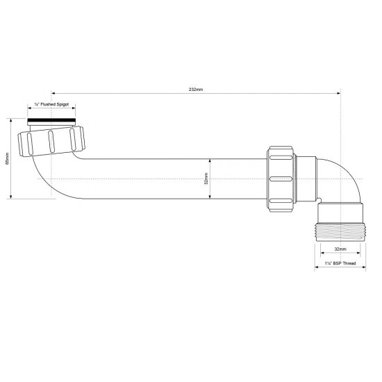 Соединение для сифона McAlpine 1 1/4 23 см белый (HC13-32)