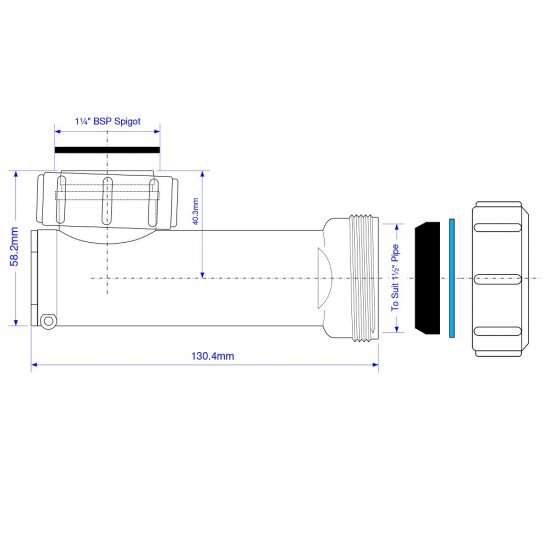 Сифон для раковины McAlpine 1 1/4х40 мм без выпуска (WHB1-40)