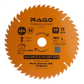 Диск пильный по дереву Rage by Vira Universal 254х30 мм 48 зубьев (594238)