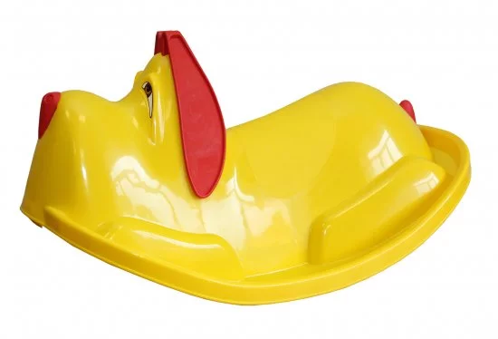 Качели-качалка детские Собачка пластик желтый