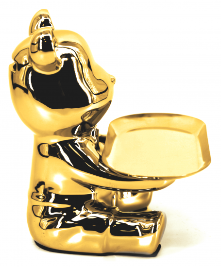 Подставка Мишка 1 керамика золотая 18x20 см