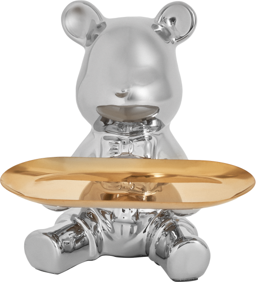 Подставка Мишка 1 керамика серебро 18x20 см