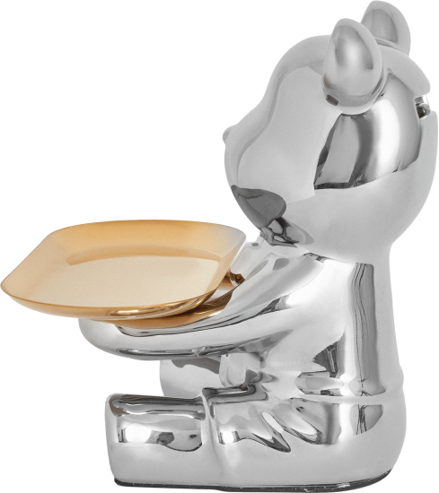 Подставка Мишка 1 керамика серебро 18x20 см