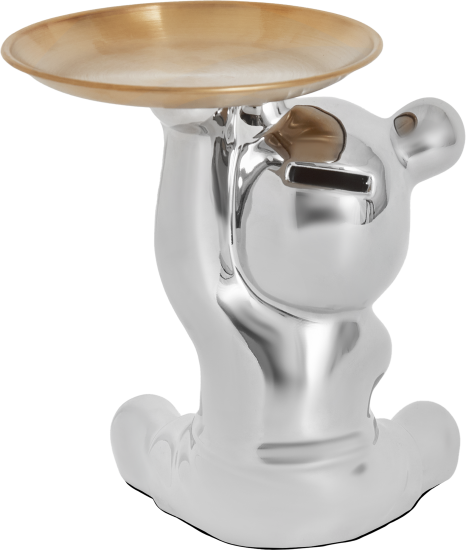 Подставка Мишка 2 керамика серебро 18x20 см