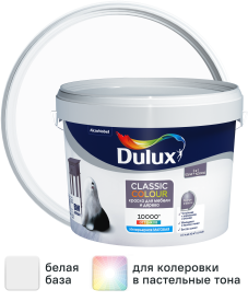 Краска для мебели и дерева Dulux Classic Colour моющаяся матовая цвет белый база А 2.5 л