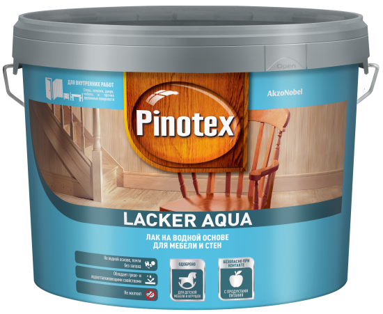 Лак для стен на водной основе Pinotex Lacker Aqua 70 цвет прозрачный глянцевый 9 л