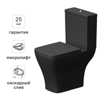 Унитаз-компакт AM.PM Struktura Flash Clean C9S8600MBSC, универсальный выпуск двойной слив цвет черный