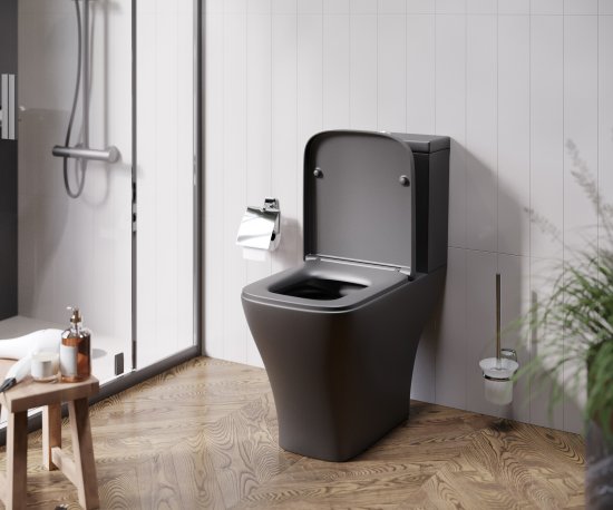 Унитаз-компакт AM.PM Struktura Flash Clean C9S8600MBSC, универсальный выпуск двойной слив цвет черный