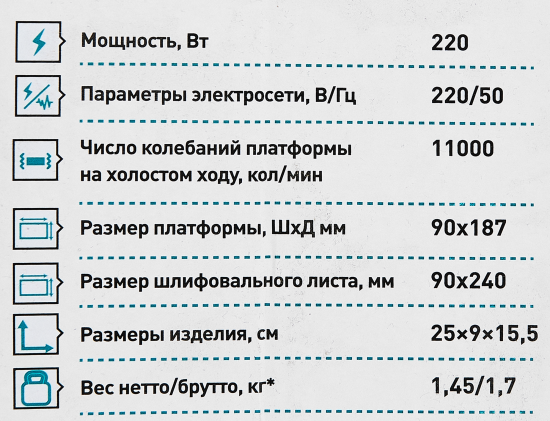 Вибрационная шлифмашина сетевая Oasis GV-22, 90x187 мм, 220 Вт