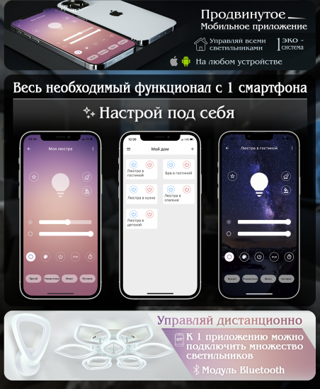 Люстра светодиодная Natali Kovaltseva Cascade 100 Вт регулируемый белый свет цвет белый