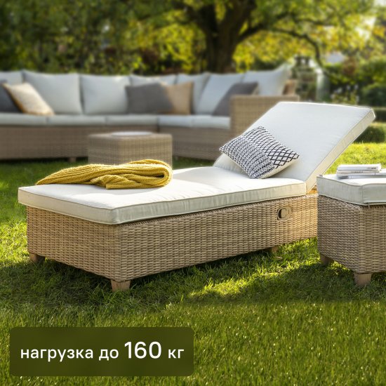 Шезлонг Naterial Medena 200x69x94 см алюминий/искусственный ротанг бежевый