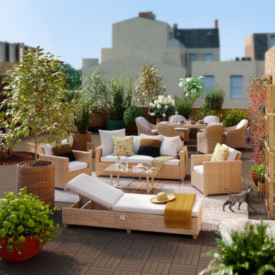 Шезлонг Naterial Medena 200x69x94 см алюминий/искусственный ротанг бежевый