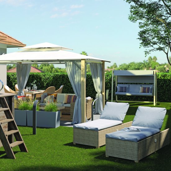 Шезлонг Naterial Medena 200x69x94 см алюминий/искусственный ротанг бежевый