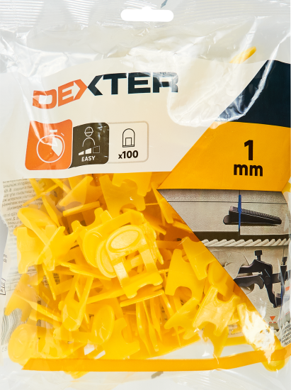 Зажим для выравнивания плитки СВП Dexter 1 мм 100 шт