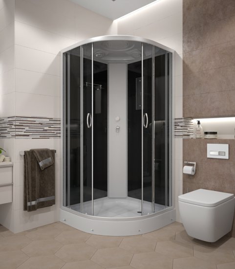 Душевая кабина Erlit ER35 90х90х215 см стекло тонированное 4 мм с низким поддоном полукруг
