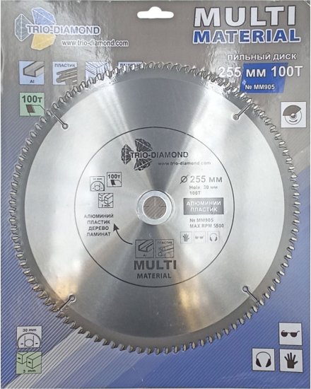 Диск отрезной по мультиматериалам Trio-Diamond MM905 255x30x2 мм