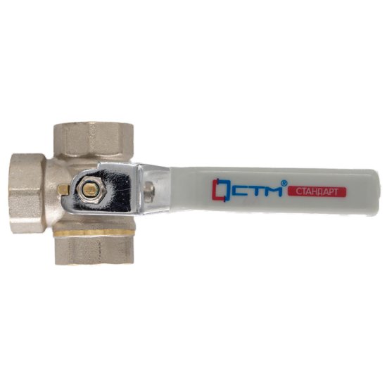 Кран шаровой латунный СТМ Стандарт 3/4 ВР(г) х 3/4 ВР(г) ручка трехходовой (CW3FL034)