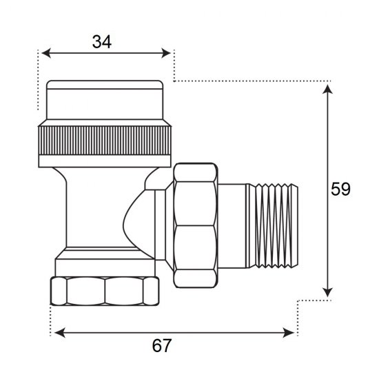 Клапан термостатический угловой СТМ 1/2 ВР(г) х 1/2 НР(ш) для радиатора (CARTVA12)