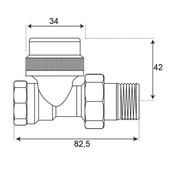 Клапан термостатический СТМ 3/4 ВР(г) х 3/4 НР(ш) для радиатора (CARTVS34)