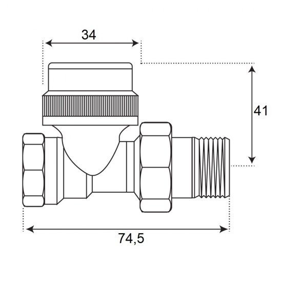 Клапан термостатический СТМ 1/2 ВР(г) х 1/2 НР(ш) для радиатора (CARTVS12)