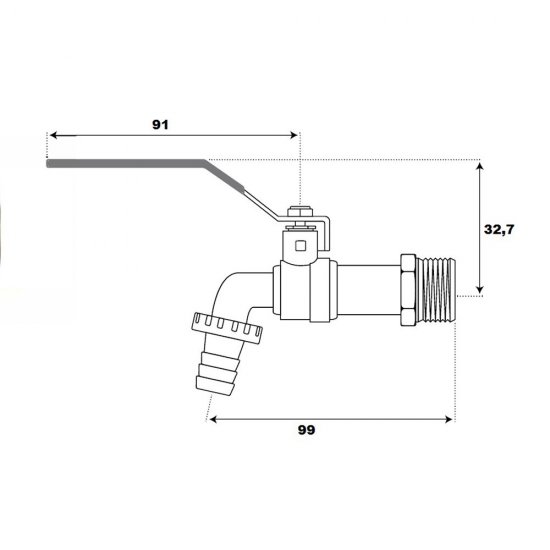 Кран шаровой латунный СТМ Стандарт 1/2 НР(ш) ручка со штуцером угловой (CWBH0012)