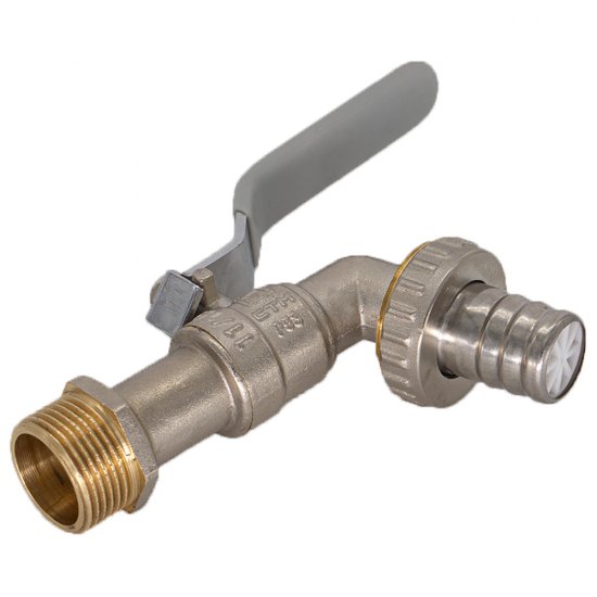 Кран шаровой латунный СТМ Стандарт 3/4 НР(ш) ручка со штуцером угловой (CWBH0034)