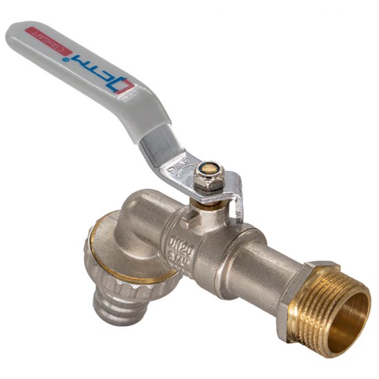 Кран шаровой латунный СТМ Стандарт 3/4 НР(ш) ручка со штуцером угловой (CWBH0034)