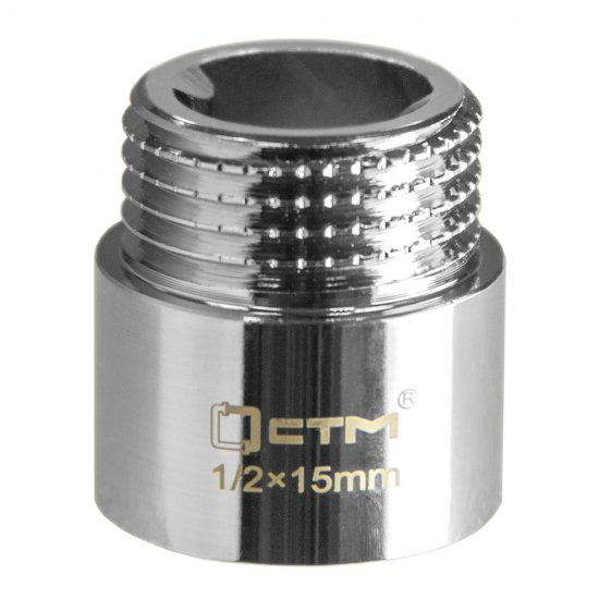 Удлинитель CTM 15 мм х 1/2 ВР(г) х 1/2 НР(ш) латунный (CREMF015)