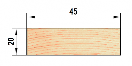 Рейка строганая 20x45x2000 мм хвоя сорт Оптима ФГИС ЛК