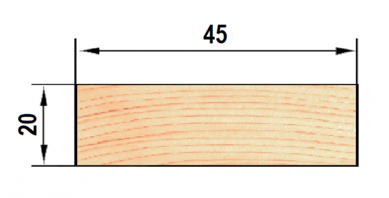 Рейка строганая 20x45x3000 мм хвоя сорт оптима ФГИС ЛК