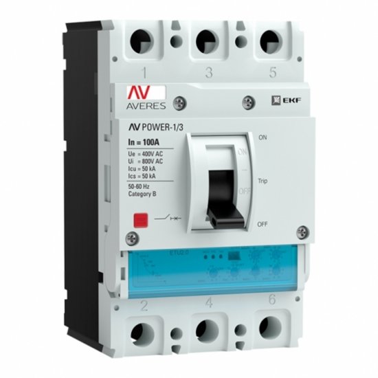 Автоматический выключатель в литом корпусе EKF Averes Power-1/3 3P 100А 50 кА 400/690 В (mccb-13-100-2.2-av)
