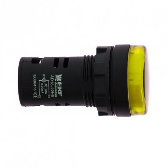 Лампа сигнальная EKF PROxima AD16-16HS 230 В IP54 пластиковая желтая (ledm-ad16-16-y)