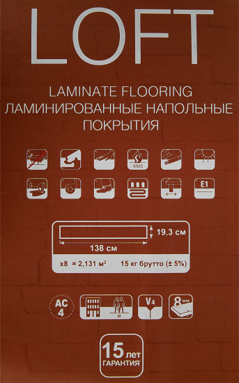 Ламинат Loft Дуб Пирена 32 класс толщина 8 мм с фаской 2.131 3 м
