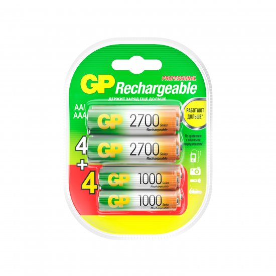 Аккумулятор GP 270AA/100AAAHCFR(2CR8) Ni-Mh HR03 AAA 2700 мАч 1.2В 8 шт.