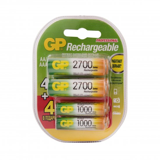 Аккумулятор GP 270AA/100AAAHCFR(2CR8) Ni-Mh HR03 AAA 2700 мАч 1.2В 8 шт.