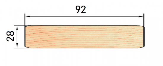 Полок 28x92x2000 мм Осина AB прямой с фаской угла