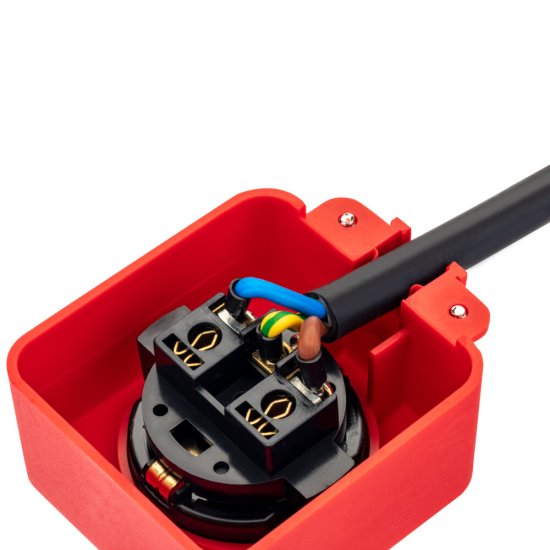 Розетка штепсельная Düwi одинарная с заземлением IP44 настенная красная