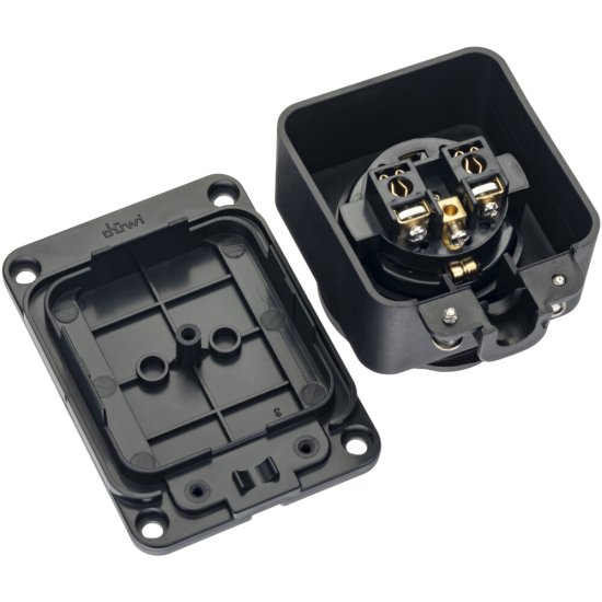 Розетка штепсельная Düwi одинарная с заземлением IP44 настенная черная